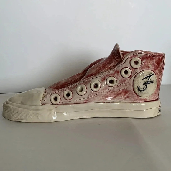 Fayezart Signed Northwest Studio Art Pottery Sneaker Converse Shoe Red - Picture 3 of 16